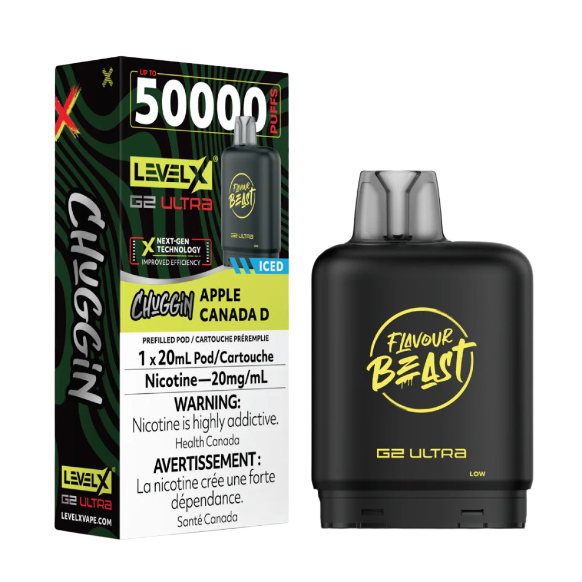 Flavour Beast Level X G2 Ultra 50k - Chuggin' Apple Canada D Iced