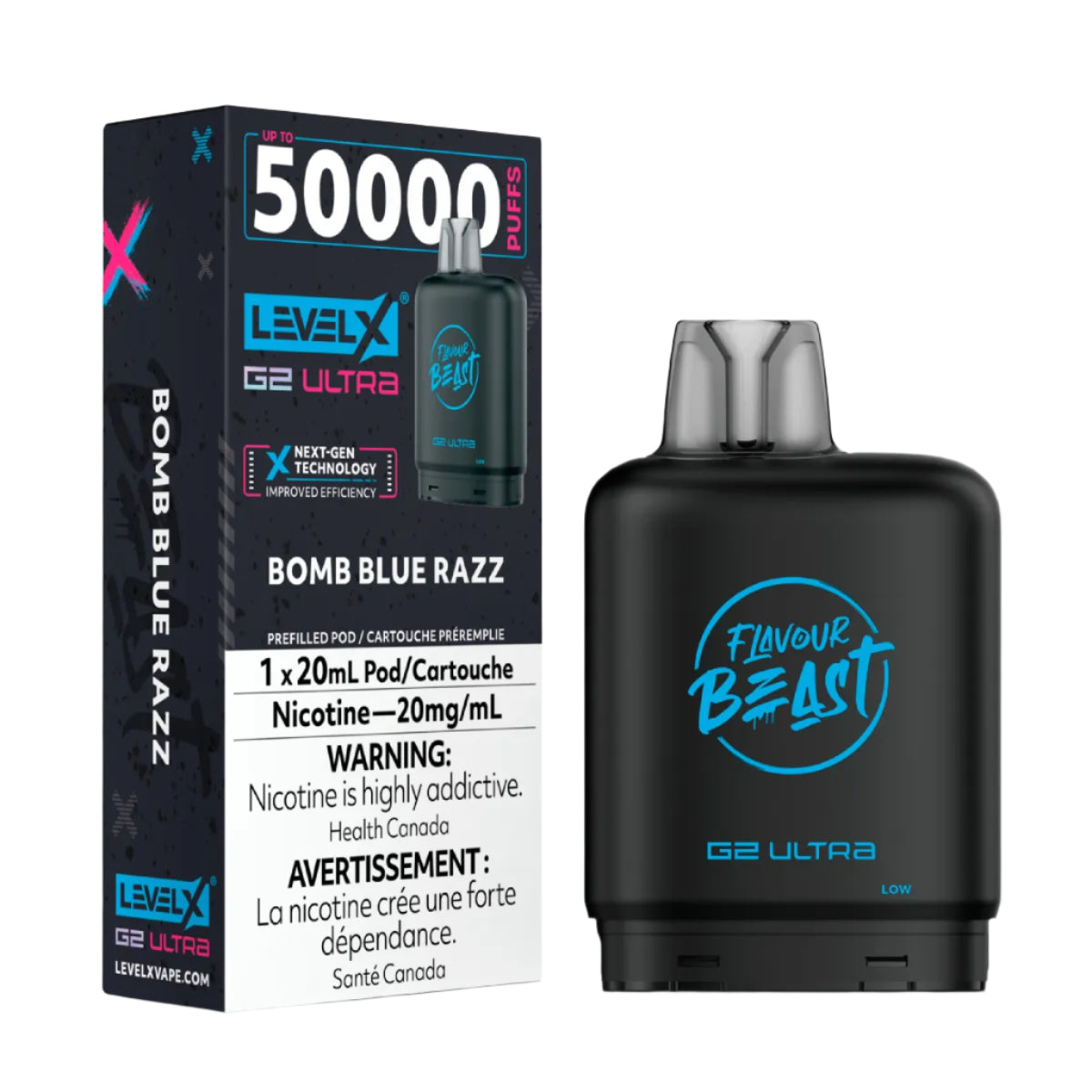 Flavour Beast Level X Ultra G2 50k - Bomb Blue Razz