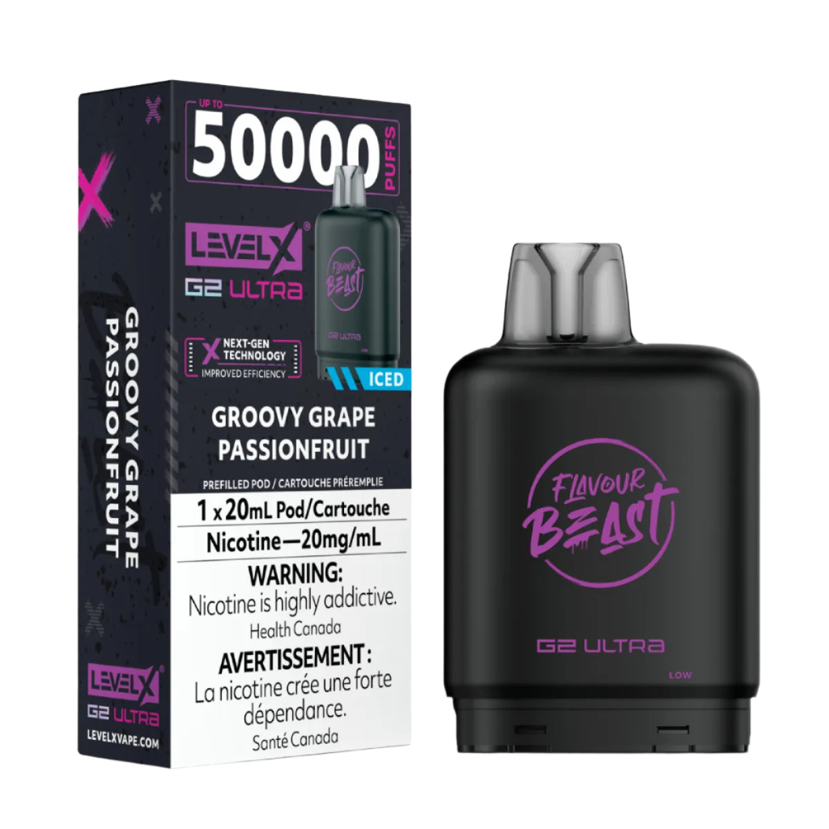 Flavour Beast Level X Ultra G2 50k - Groovy Grape Passionfruit Iced