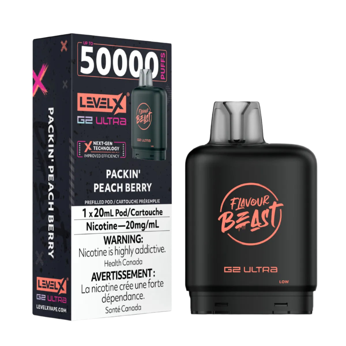 Flavour Beast Level X Ultra G2 50k - Packin' Peach Berry