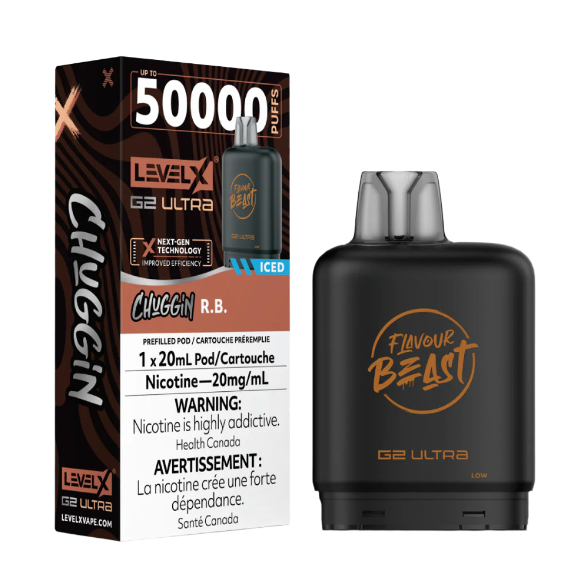 Flavour Beast Level X G2 Ultra 50k - Chuggin' R.B. Iced