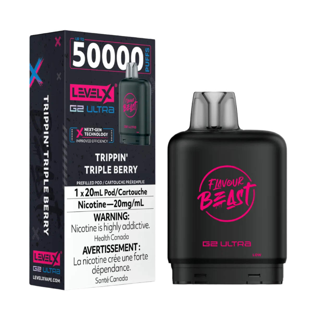 Flavour Beast Level X Ultra G2 50k - Trippin' Triple Berry