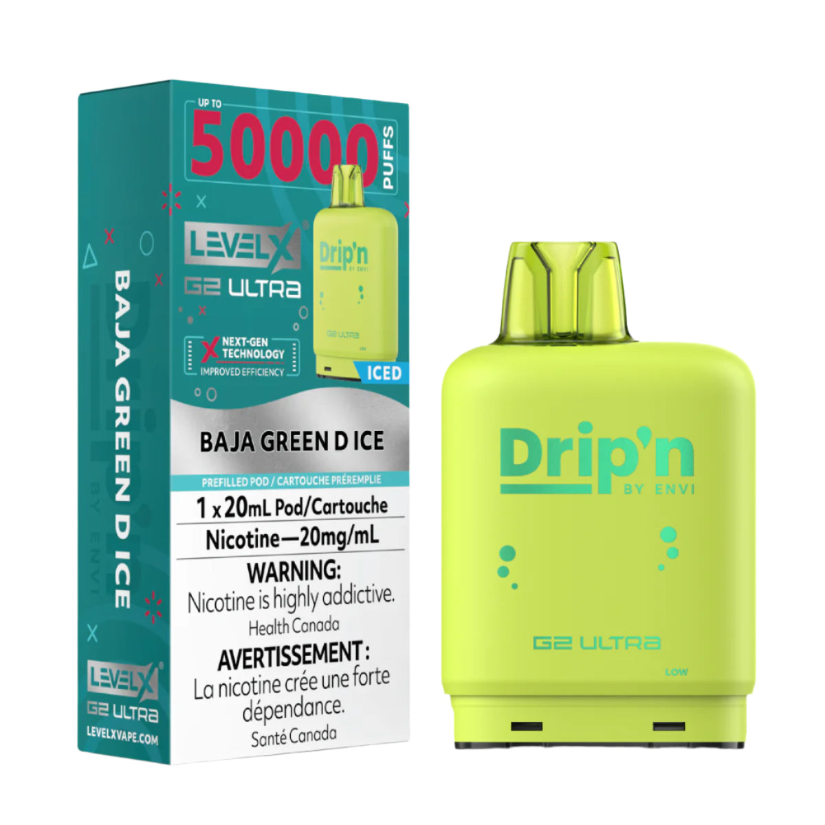 Drip'n Level X G2 Ultra 50k - Baja Green D Ice
