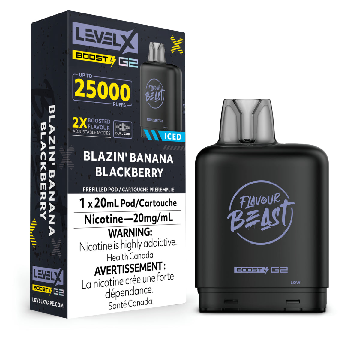 Flavour Beast Level X Boost G2 25k - Blazin' Banana Blackberry Iced