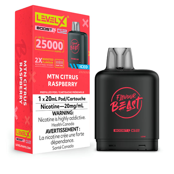 Flavour Beast Level X Boost G2 25k - Mtn Citrus Raspberry Iced