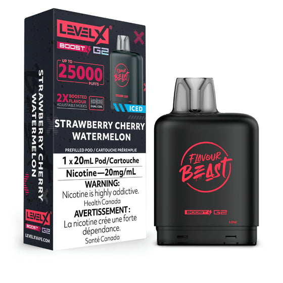 Flavour Beast Level X Boost G2 25k - Strawberry Cherry Watermelon Iced