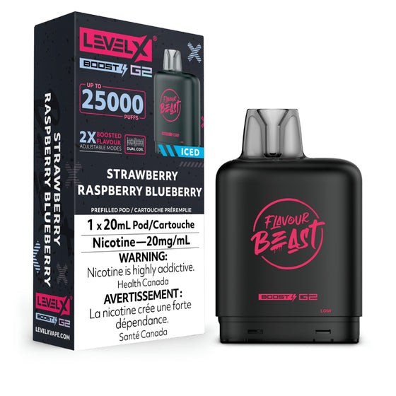 Flavour Beast Level X Boost G2 25k - Strawberry Raspberry Blueberry Iced