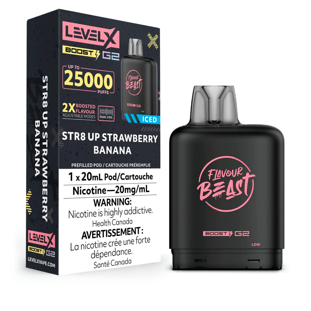Flavour Beast Level X Boost G2 25k - STR8 Up Strawberry Banana Iced