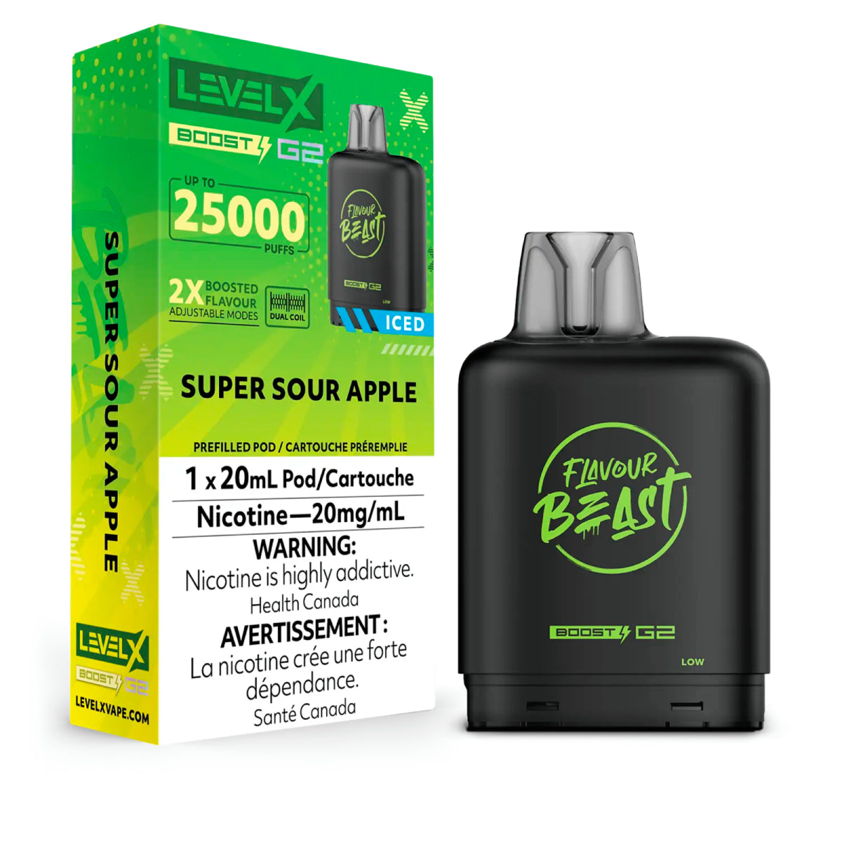 Flavour Beast Level X Boost G2 25k - Super Sour Apple Iced