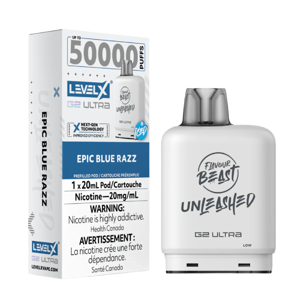 Flavour Beast Unleashed Level X G2 Ultra 50k - Epic Blue Razz Iced (PROV)