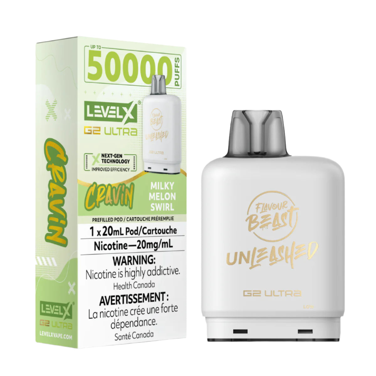 Flavour Beast Unleashed Level X G2 Ultra 50k - Cravin' Milky Melon Swirl