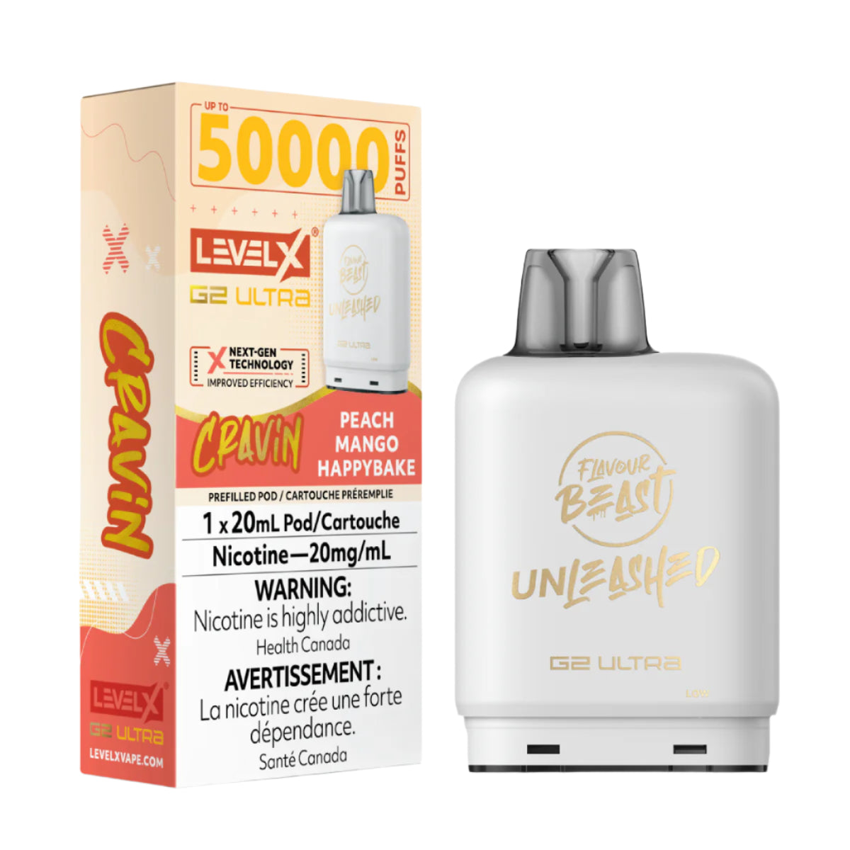 Flavour Beast Unleashed Level X G2 Ultra 50k - Cravin' Peach Mango Happybake