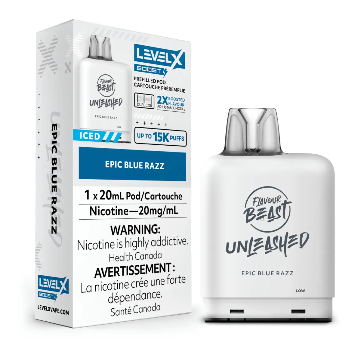 Flavour Beast Unleashed -  Level X Boost G2 25k - Epic Blue Razz Iced (PROV)