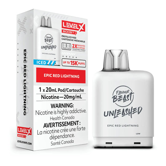 Level X - Flavour Beast Unleashed Boost Pod 20mL - Epic Red Lightning