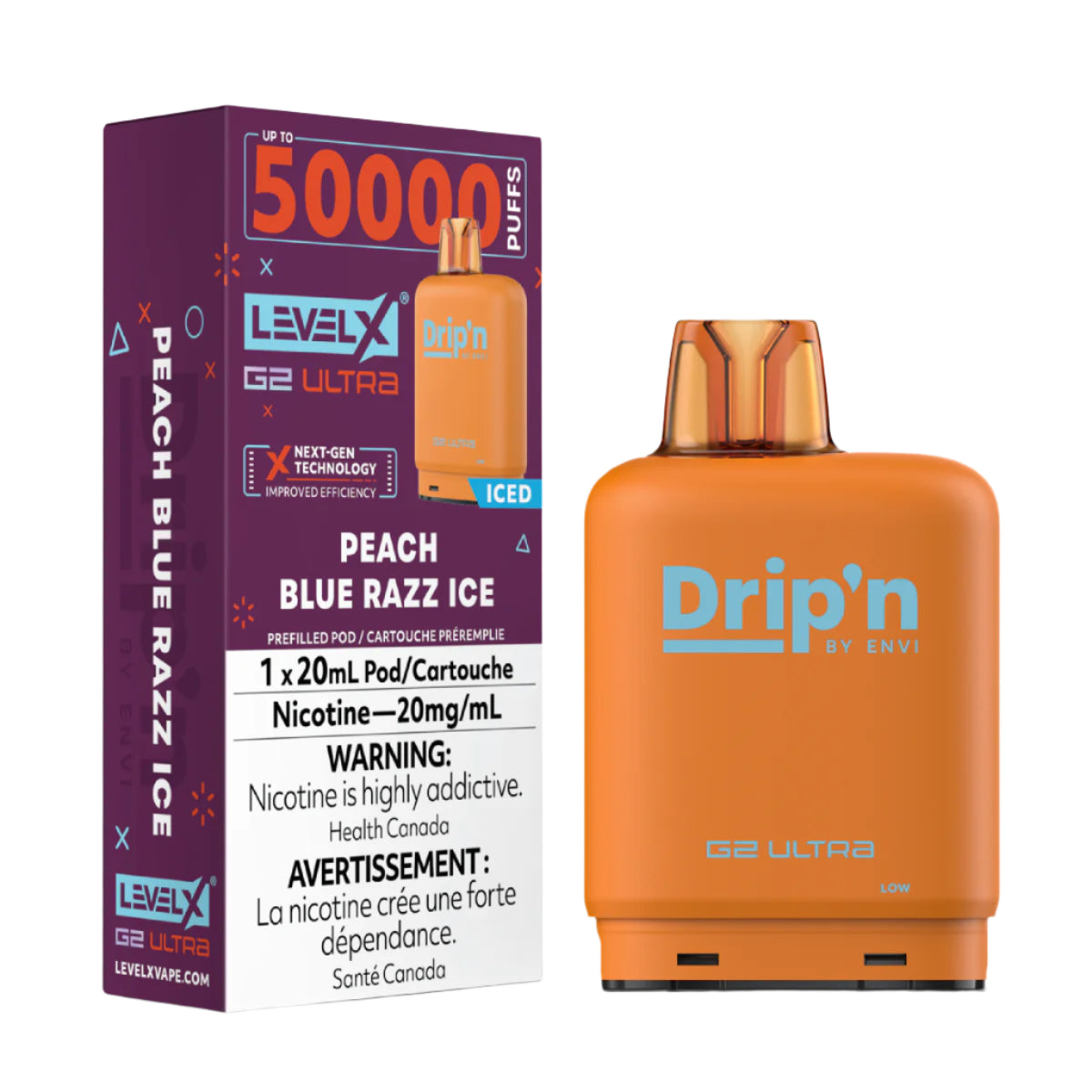 Drip'n Level X G2 Ultra 50k - Peach Blue Razz Ice