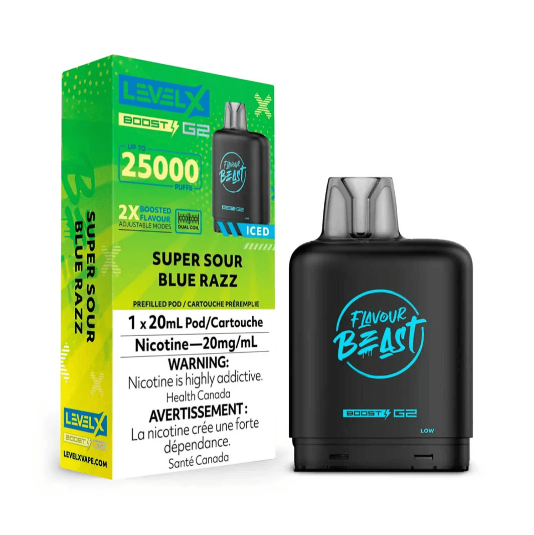 Flavour Beast Level X Boost G2 25k - Super Sour Blue Razz Iced
